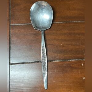 National CARESS Nasco ROSEVINE Stainless Korea Round Soup Serving Spoon Vintage